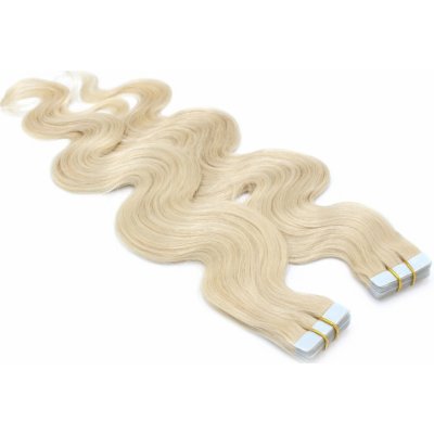 60cm Tape hair pu extension Tape in lidské vlasy remy vlnité platina – Zbozi.Blesk.cz