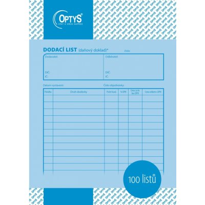Optys 1044 Dodací list A5 – Zboží Dáma
