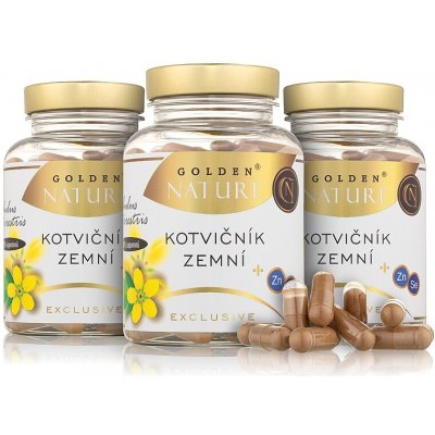 Golden Nature 2+1 GN Exclusive Kotvičník zemní 90%+Zinek+Selen 300 kapslí – Hledejceny.cz