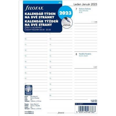 Filofax Kalendář 2023 A5 týden 2 strany linky ČJ+SJ – Hledejceny.cz