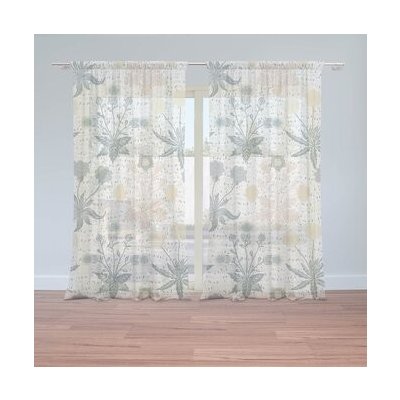 Sablio Záclony Šedé květiny: 2ks 150x250cm – Hledejceny.cz