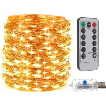 Malatec 17241 Světelný řetěz USB 300 LED teplá bílá 30 m dálkové ovládání