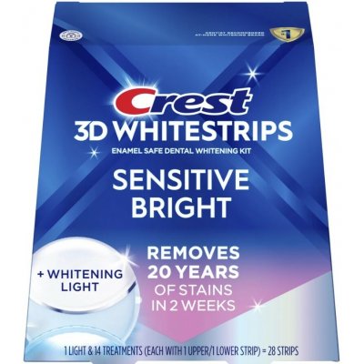 Procter & Gamble Bělicí pásky Crest 3D Whitestrips SENSITIVE BRIGHT + Whitening Light 28 ks – Zbozi.Blesk.cz