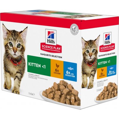 Hill's Science Plan Kitten mix kuře ryba 12 x 85 g – Hledejceny.cz