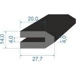 05356155 Pryžový profil tvaru "U", 27,7x14/4mm, 70°Sh, NBR, -40°C/+70°C, černý – Sleviste.cz