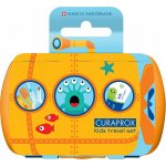CURAPROX Kids travel set modrý 1x zubní kartáček, 2x mezizubní kartáček CPS, 1x zubní pasta máta 6+ 10 ml, 1x nálepka – Zbozi.Blesk.cz