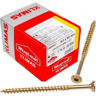 Konstrukční vrut 5x80 TX 25 zápustná hlava zinek žlutý (200 ks/bal) TORX – Hledejceny.cz
