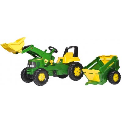 Rolly Toys Šlapací traktor Rolly Junior John Deere s nakladačem a vlekem