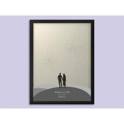 Svatební ohňostroj hostů se jmény v rámu 43 x 53 cm – Zboží Mobilmania