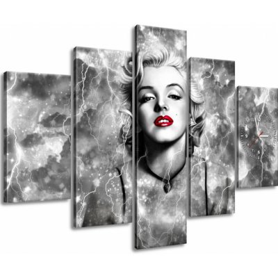 Gario Obraz s hodinami Elektrizující Marilyn Monroe - 5 dílný Rozměry: 150 x 105 cm