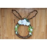 L.M.Dekor Proutěný věnec s ušima a květy – hlava králíka 45 × 25 cm Bílá – Hledejceny.cz