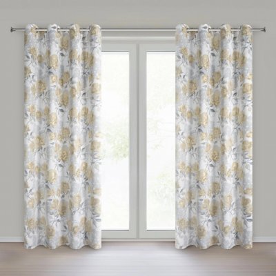 EUROFIRANY ZÁVES NA KROUŽCÍCH INARI 140X250 CM KVĚTY – Hledejceny.cz