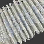 Vitrážová ﻿voálová záclona s výšivkou 2239-2 světlo modrá - výška 40,90 cm , metráž – Zboží Mobilmania