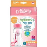 Dr.Browns láhev antikolik Options široké hrdlo plast růžová WB92601 2x270ml – Hledejceny.cz