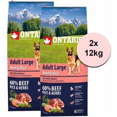 Ontario Adult Large Beef & Rice 2 x 12 kg