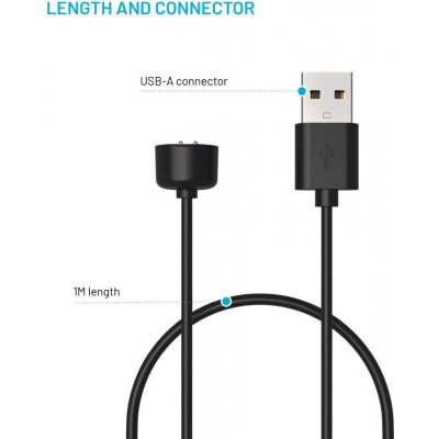 FIXED USB-A Charging Cable for Xiaomi Mi Band/Smart Band 5/6/7, black FIXDW-989 – Zboží Živě
