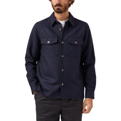 Portuguese Flannel Wool Field Overshirt Navy – Zboží Mobilmania