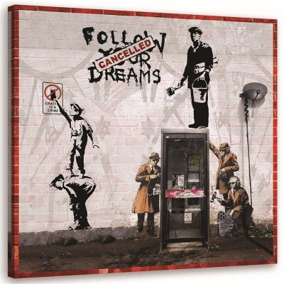 Obraz na plátně Banksy Nástěnné malby Street Art - 30x30 cm – Zboží Mobilmania