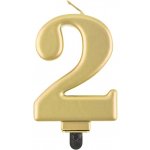 GoDan Narozeninová svíčka na dort 2 metalická zlatá 8 cm – Hledejceny.cz