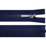 Zip kostěný dělitelný No 5 délka 50 cm - bundový s ozdobným jezdcem barva 330 modrá tmavá – Hledejceny.cz
