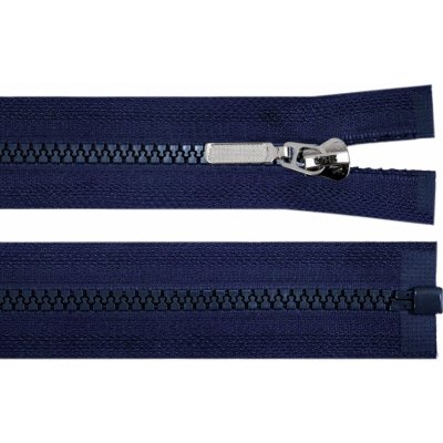 Zip kostěný dělitelný No 5 délka 50 cm - bundový s ozdobným jezdcem barva 330 modrá tmavá – Hledejceny.cz