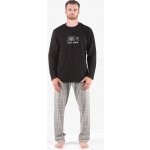 Gina 79177 pánské pyžamo dlouhé černo šedé – Zboží Dáma