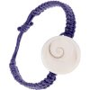 Náramek Šperky eshop pletený z tmavě fialových šňůrek kruhová mušle S11.03