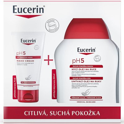 Eucerin pH5 Mycí olej na ruce 250 ml + krém na ruce 75 ml – Zboží Mobilmania