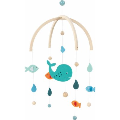 GOKI Dřevěný závěsný kolotoč Velryby – Sleviste.cz