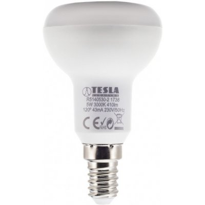 TESLA LED žárovka Reflektor R50, E14, 5W, 3000K, teplá bílá