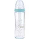 Nuk skleněná kojenecká láhev New Classic modrá 240 ml