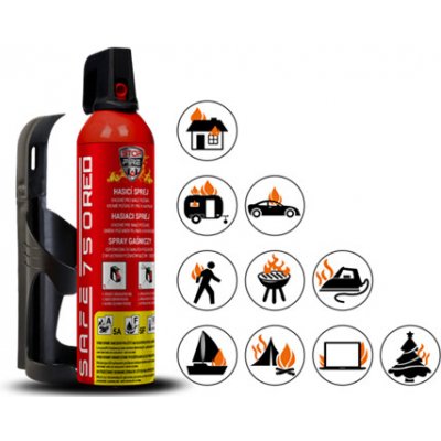 Safehome Hasicí sprej SAFE 750 RED 750ml pěnový + držák 75C 06560998 – Hledejceny.cz
