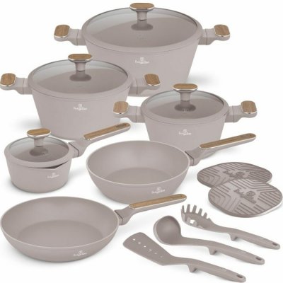 BERLINGERHAUS Sada nádobí s titanovým povrchem 15 ks Taupe Nordic Collection BH-8344 – Hledejceny.cz