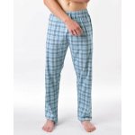 Gina pánské kalhoty dlouhé pyžamové pánské, šité, klasické s potiskem pyžama 2025 79197P pomnenková bílá – Zboží Mobilmania