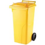 Meva popelnice s víkem, plastová, žlutá, 120 l MT0004-4 – Zboží Mobilmania