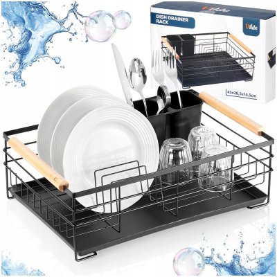 Černý odkapávač na nádobí, sušák na nádobí 43x32x14,5 cm /Vilde – Zboží Dáma