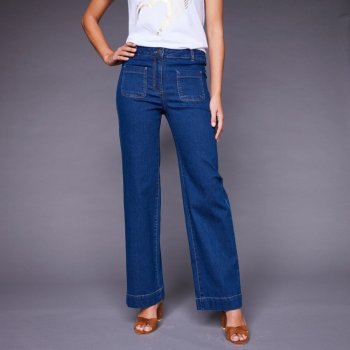 Blancheporte Široké džíny s vysokým pasem vysoká postava modrá