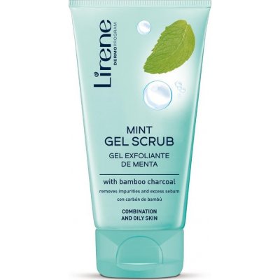 Lirene Mint Gel Scrub peelingový gel s mátou a bambusovým uhlíkem 150 ml