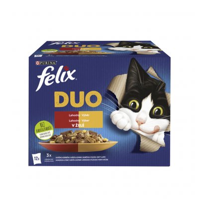 Felix Fantastic Duo kuře a ledvinky hovězí a drůbeží krůta a játra jehněčí a telecí v želé 12 x 85 g – Zbozi.Blesk.cz