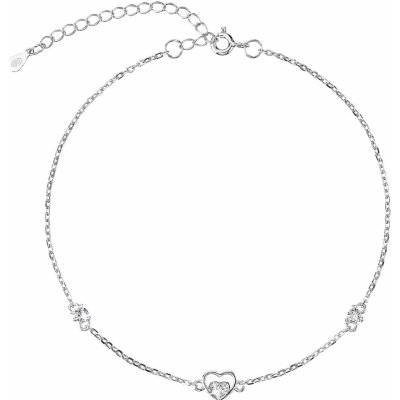 Pavona stříbrný řetízek na nohu srdíčka a bílé zirkony 16007.1 – Zboží Dáma