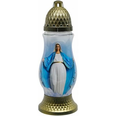 Hřbitovní skleněná lucerna Madona 28 cm - Panna Maria, 24 h – Hledejceny.cz