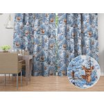 Biante Vánoční bavlněný závěs Sandra SA-674 Lesní zvířata v zimním lese na modrém 150x190 cm – Hledejceny.cz
