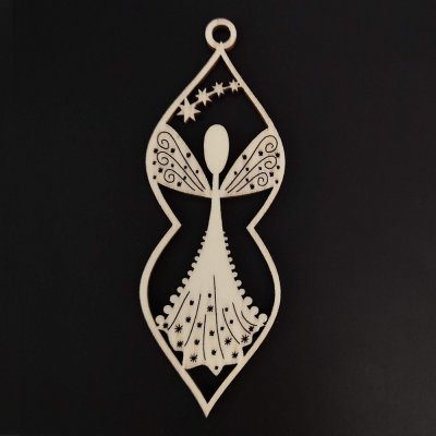 AMADEA Dřevěná ozdoba s andělem 10 cm – Zboží Mobilmania