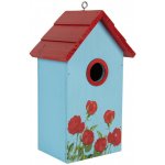 Červeno-modrá dřevěná ptačí budka s růžemi Birdhouse - 15*10*22 cm - Clayre & Eef – Hledejceny.cz