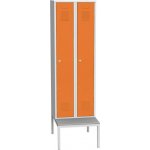 SJS 180 60 LAV skříň šatní vysoká s lavičkou šedá/oranžová – HobbyKompas.cz