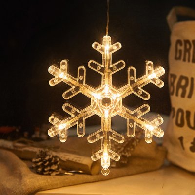 ROSNEK 2 kusy LED sněhové vločky pohádkové světlo okenní světlo s přísavkou pro stranu Vánoce visí okno Deco – Zboží Mobilmania