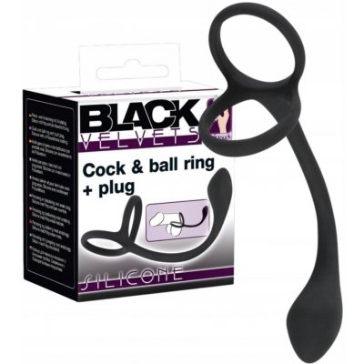 Black Velvets Cock & Ball Ring + Plug Slim – Zboží Dáma