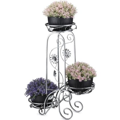 HowHomely Stojan na květiny 88x65 cm stříbrná DD0556 – Zboží Dáma