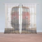Sablio Záclony Červený vlak na kolejích: 2ks 150x250cm – Zboží Mobilmania