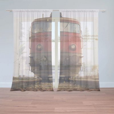 Sablio Záclony Červený vlak na kolejích: 2ks 150x250cm – Zboží Mobilmania